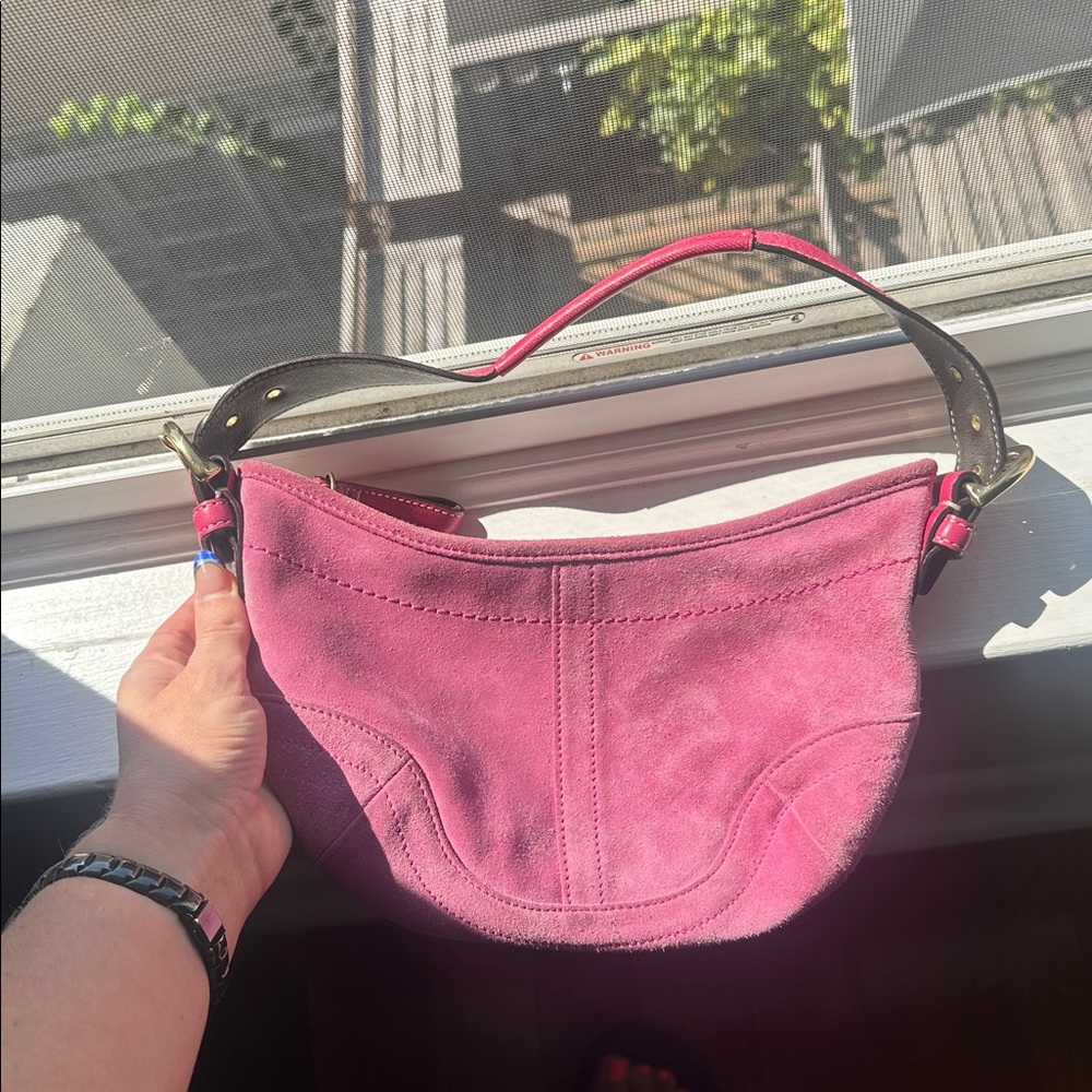 RARE Coach Y2K Soho Demi Hobo Pink Suede Shoulder Bag 5673